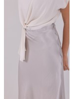 Lumière Skirt – Clarisse İlkbahar/Yaz Koleksiyonu Clarisse Lumière gri saten maxi etek