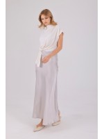 Lumière Skirt – Clarisse İlkbahar/Yaz Koleksiyonu Clarisse Lumière gri saten maxi etek