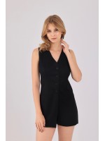 Lunéa Mini Jumpsuit – Clarisse Yaz Koleksiyonu Clarisse Lunéa siyah mini düğmeli jumpsuit
