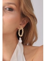 Clarisse elegant gold earrings with pearl Clarisse gold textured earrings with pearl drop