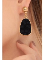 Black Drop Gold Earrings – Clarisse Jewelry Clarisse siyah damla taşlı altın küpe