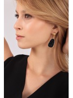 Black Drop Gold Earrings – Clarisse Jewelry Clarisse siyah damla taşlı altın küpe