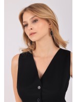 Lunéa Mini Jumpsuit – Clarisse Yaz Koleksiyonu Clarisse Lunéa siyah mini düğmeli jumpsuit