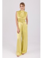 Clarisse émeraude jumpsuit – modern sofistike stil Yağ yeşili saten tulum – Clarisse émeraude modeli