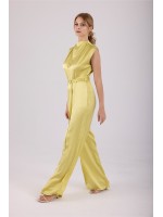Clarisse émeraude jumpsuit – modern sofistike stil Yağ yeşili saten tulum – Clarisse émeraude modeli