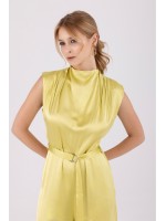 Clarisse émeraude jumpsuit – modern sofistike stil Yağ yeşili saten tulum – Clarisse émeraude modeli