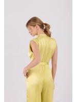 Clarisse émeraude jumpsuit – modern sofistike stil Yağ yeşili saten tulum – Clarisse émeraude modeli