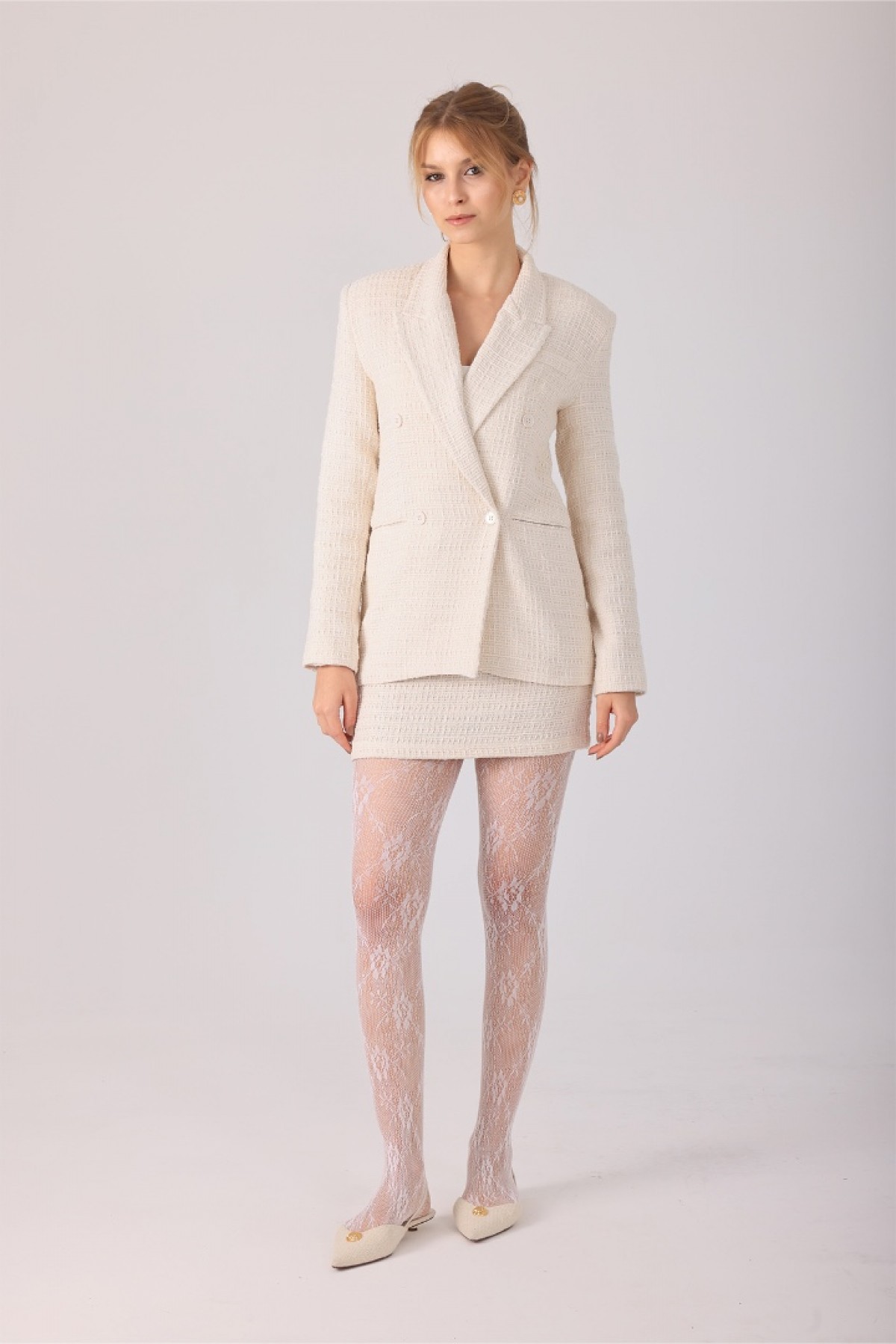 Lune Blanche Skirt - Beyaz Mini Etek Clarisse Lune Blanche Beyaz Mini Etek