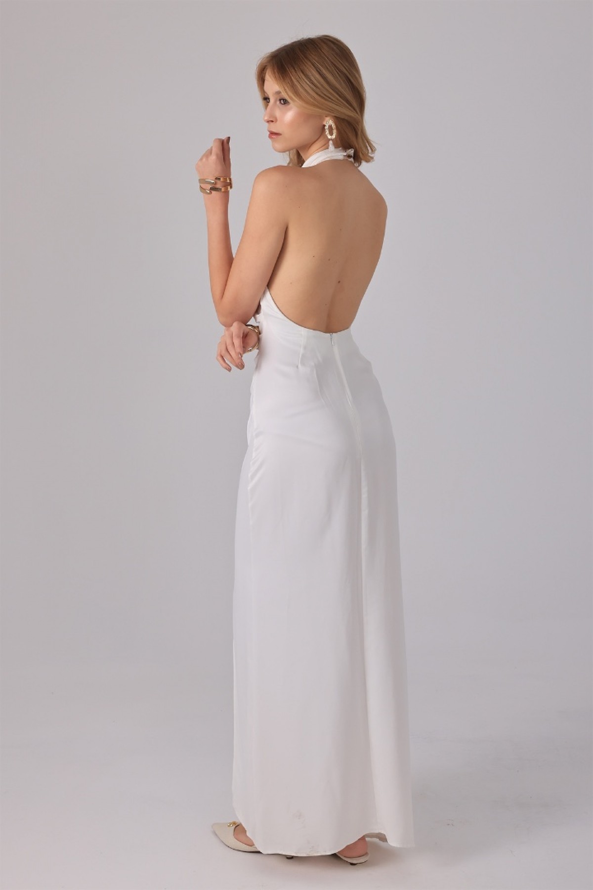 The Swan elbise – Clarisse koleksiyonu Clarisse The Swan beyaz saten elbise
