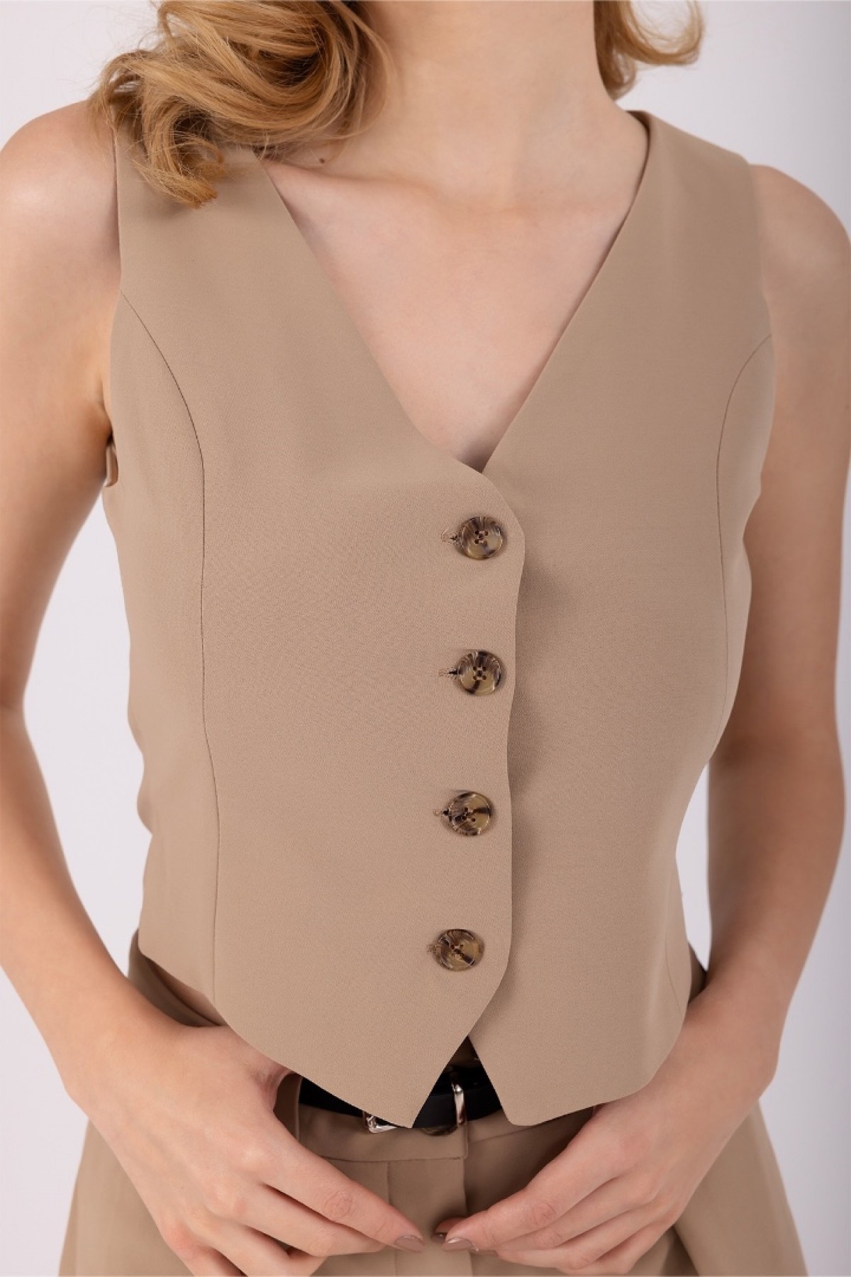 Muse Beige Yelek - Clarisse Muse Beige Vest Clarisse Yelek Koleksiyonu